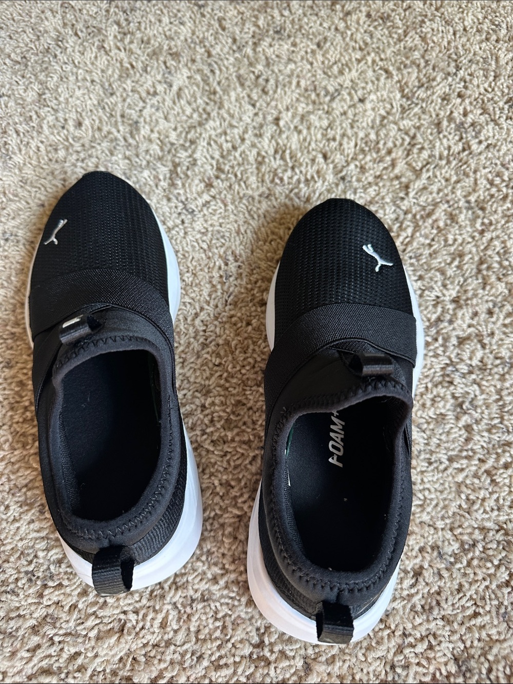 Puma Black Slip-On Women's Athletic Sneakers with White Sole - Picture 3 of 8
